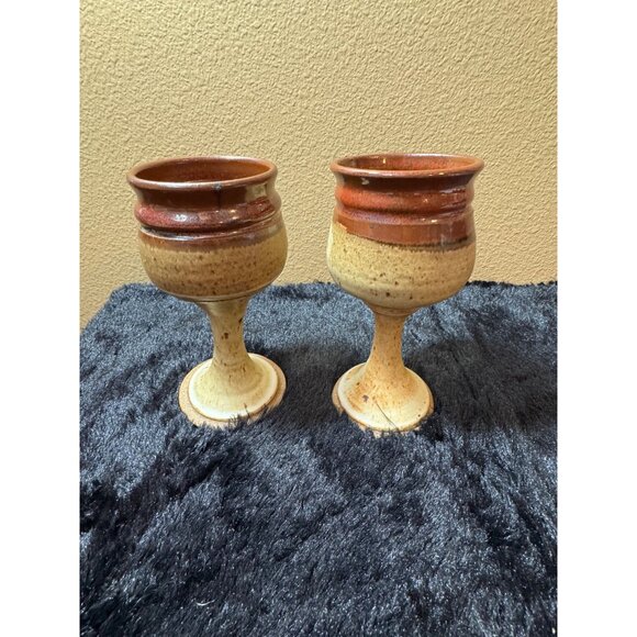 Michele Rigert Northwest Studio Pottery Goblets Sset of 2 Signed Oregon - Picture 4 of 7